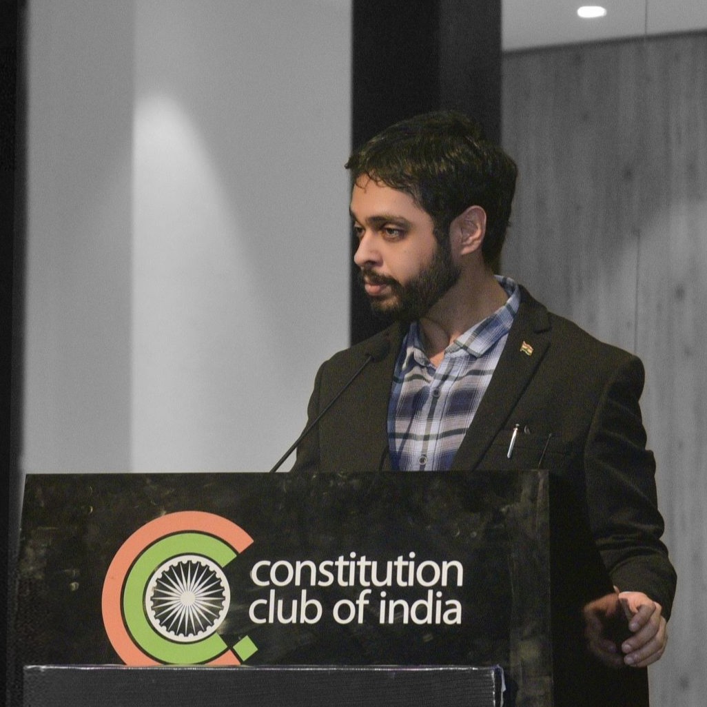 Ankur Borwankar, Founder of Borwankar Law, speaking at the Constition Club of India, New Delhi